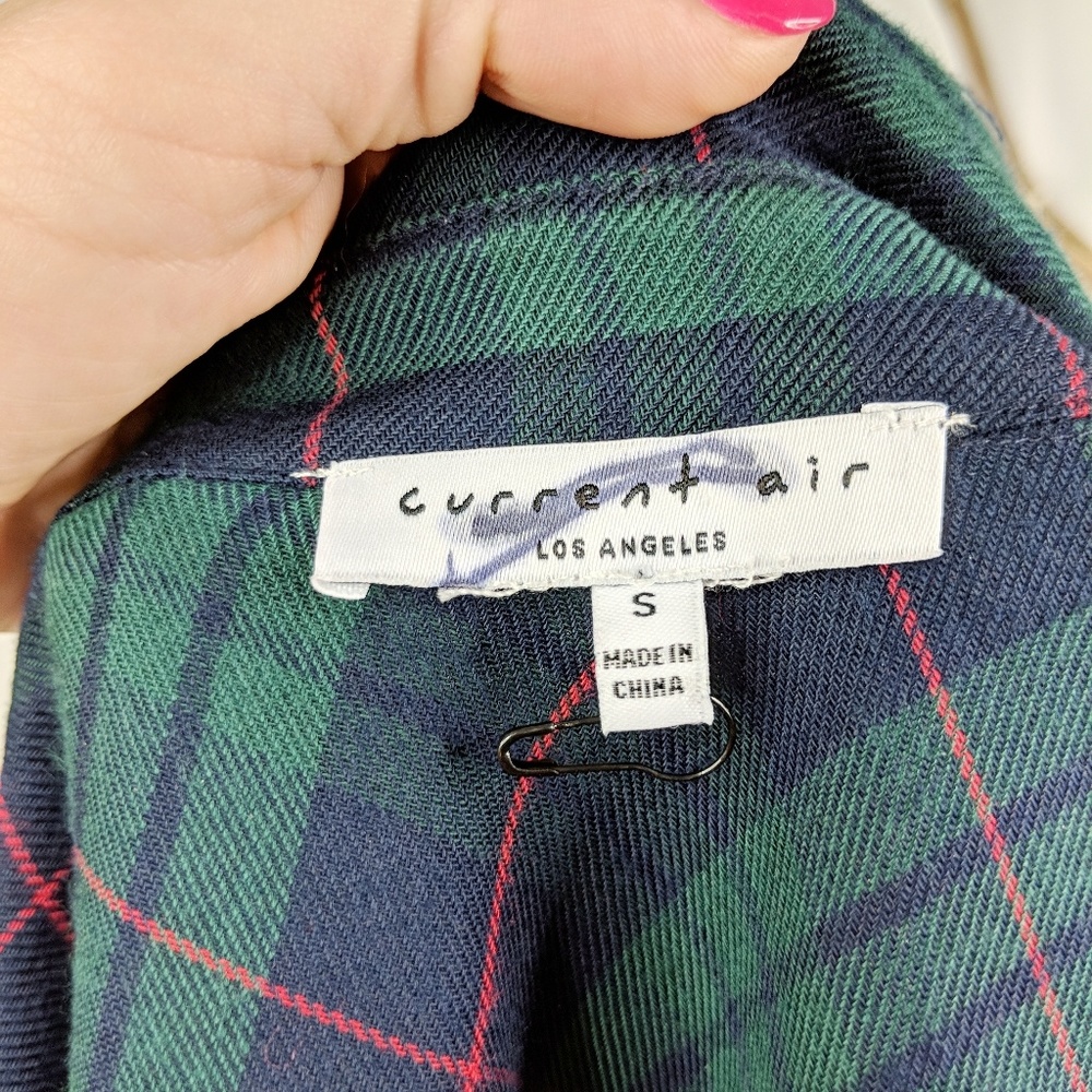 CURRENT AIR green plaid rose embroidery top 0745 - Picture 8 of 8
